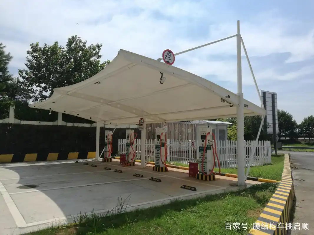 大客车充电站停车棚图片|公交车充电桩停车棚图纸|生产厂家