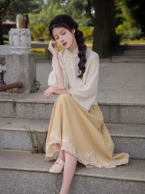 汉服女款唐装女中国风两件套民国女装国风改良旗袍上衣新中式套装