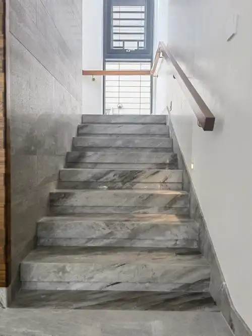 天然大理石叠级楼梯潘多拉灰网红设计