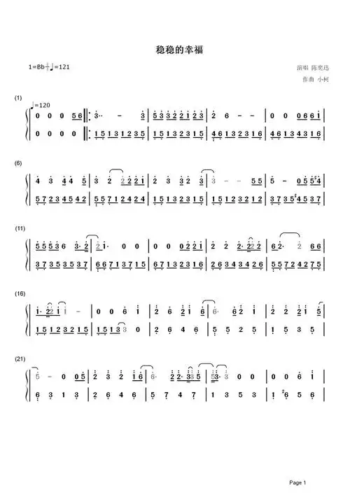 稳稳的幸福简谱 陈奕迅-我要稳稳地幸福,等抵挡末日的残酷-简谱网