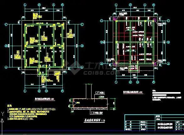 筏板基础(梁式),很详细的图纸,包括筏板梁配筋与板配筋,筏板大样等等