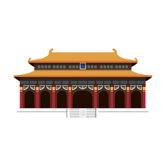 中国古建筑卡通手绘装饰元素