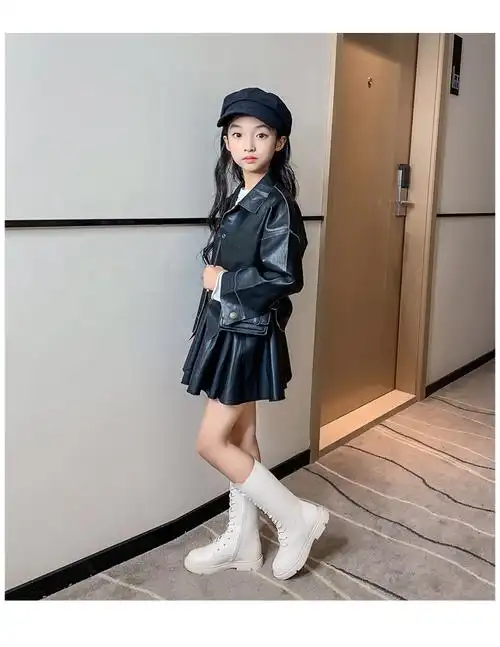 小学生靴子女孩长筒靴子8至9岁女童马丁靴新款长靴儿童加绒骑士靴女