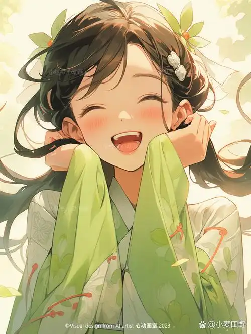 可爱少女头像-绿色系国风汉服二次元漫画