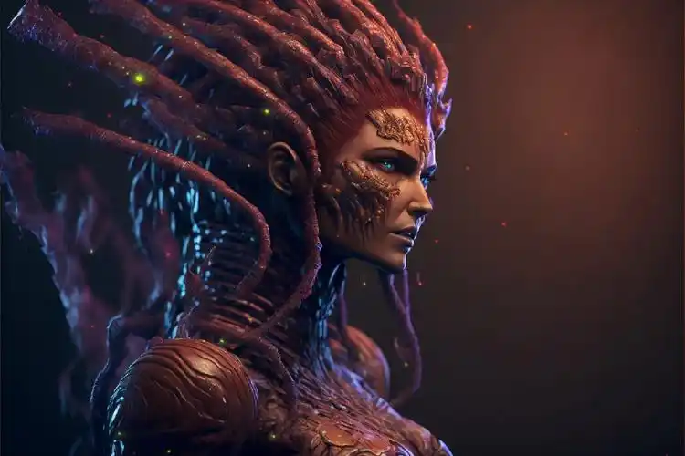 ai插画#ai绘画#绘画#插画#星际争霸#刀锋女王#虫族#游戏#暴雪