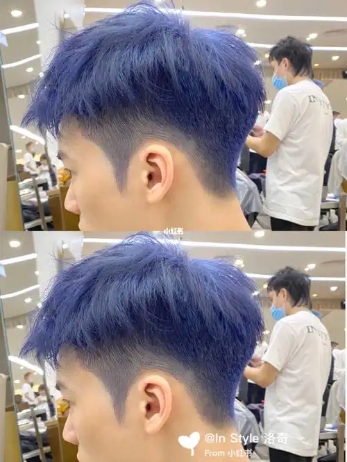 男生染蓝色控制深浅度太重要了.有些蓝色深显压抑.