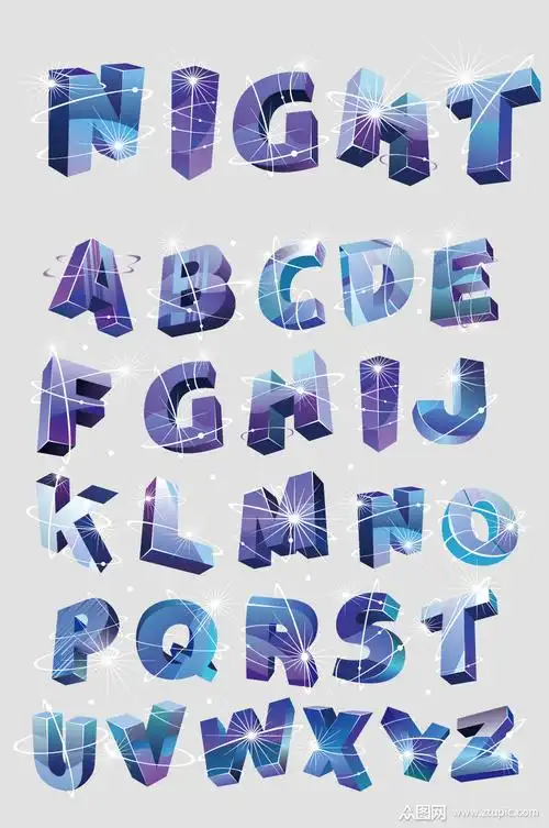 个性立体酷炫大写英文字母