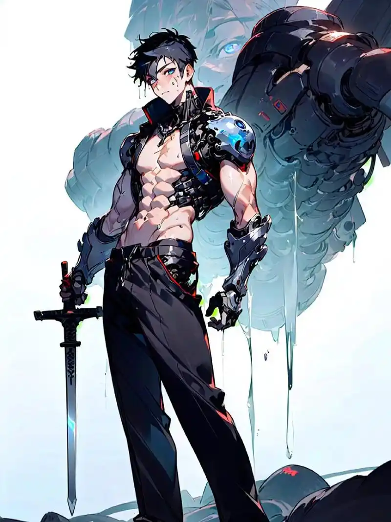 赛博朋克男孩丨男生酷炫壁纸 #画画的日常# ##动漫壁纸# #肌肉男孩