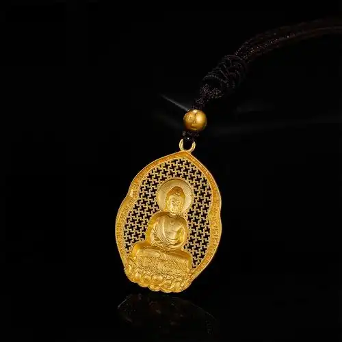 【颈饰】周六福黄金吊坠男女款猪狗年守护神阿弥陀佛本命佛金