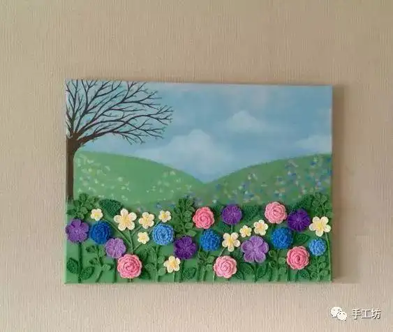 小清新装饰画画布上的钩针编织艺术附教程