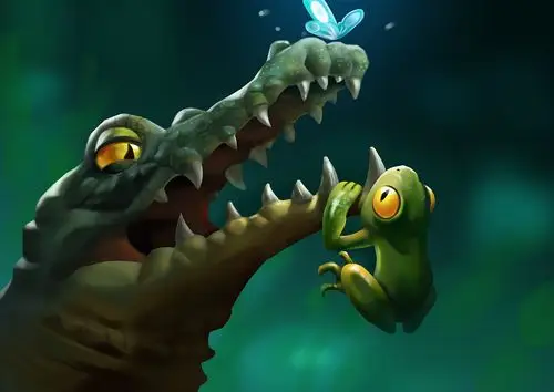 鳄鱼还有我的蛙儿子练习|插画|游戏原画|木叶丿 - 原创作品 - 站酷