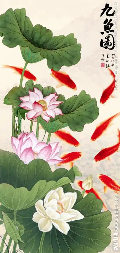 九鱼图油画 - 堆糖,美图壁纸兴趣社区