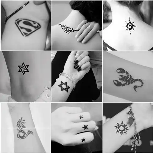 暗黑系纹身贴防水男女持久仿真花臂刺青个性图腾潮小图案身体彩绘