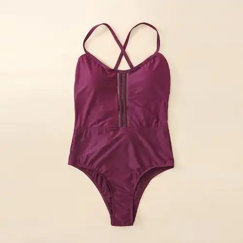 新款显瘦外单女式三角游泳衣 绑带露背透视款性感成人连体泳衣