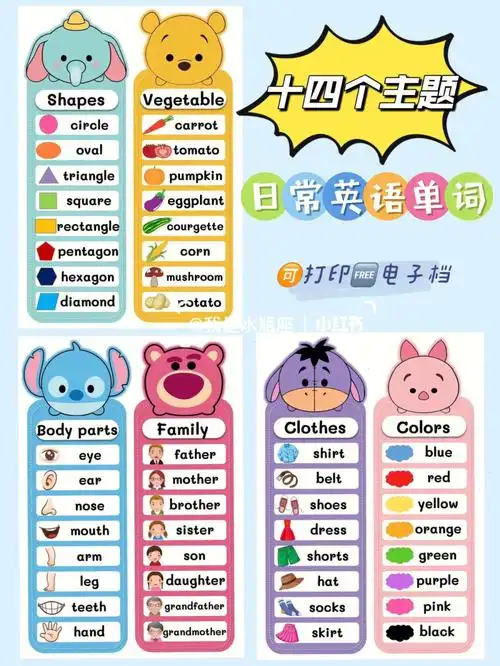 英语启蒙敲可爱的十四个主题日常英语单词