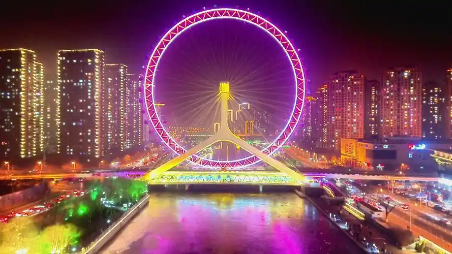 拍完了天津之眼夜景,顺便拍了拍天津市夜景.夜晚就在路边睡了