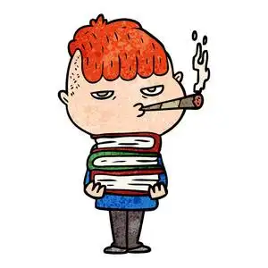 卡通人物吸烟的矢量插图图片