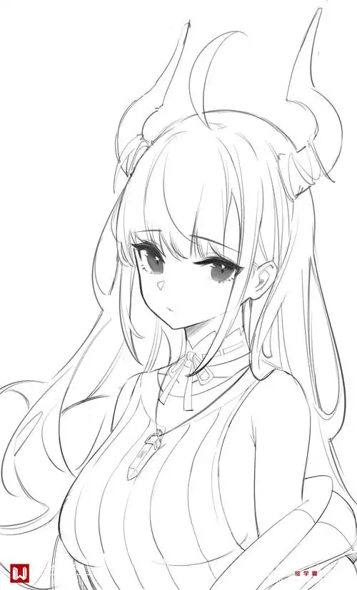 一组兽耳娘线稿分享_动漫人物线稿_cgwang_绘学霸
