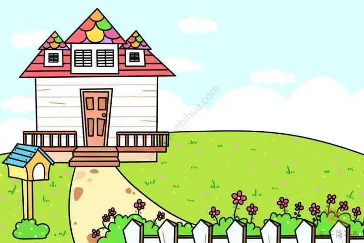 简笔画花园彩色