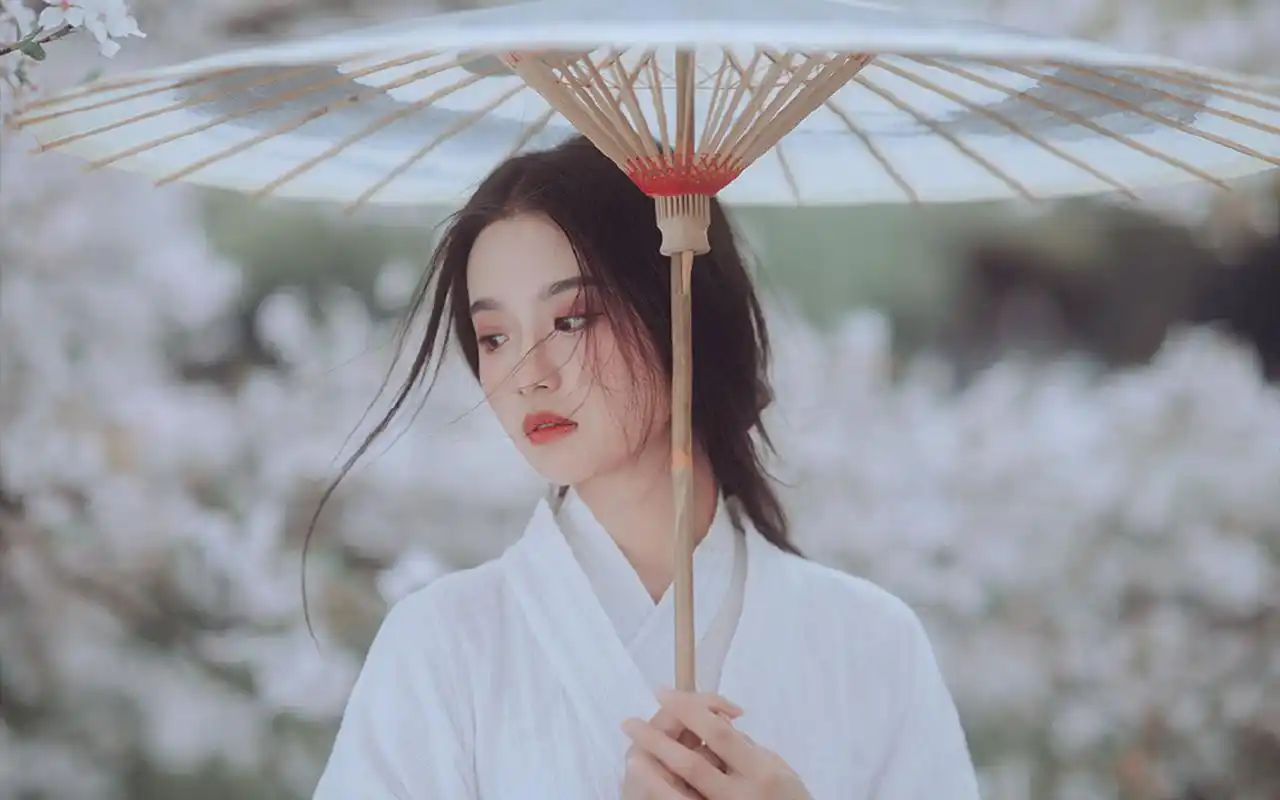 白衣美女唯美古风写真桌面壁纸