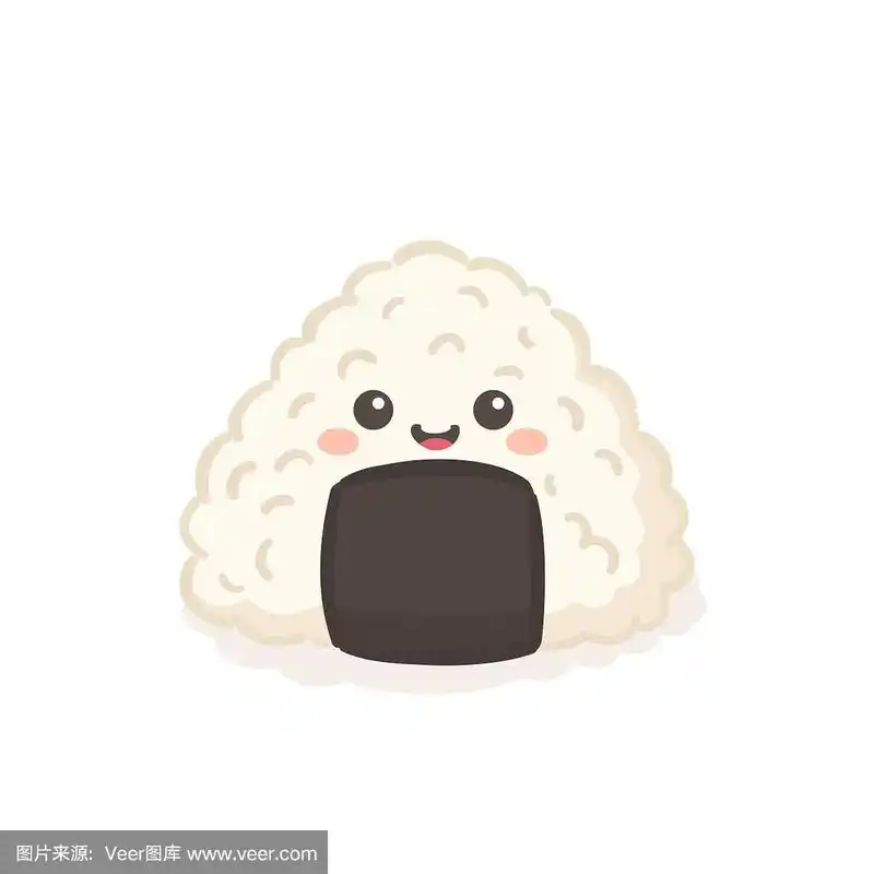 可爱的饭团日本食物卡通人物矢量插图