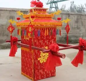 结婚轿子婚庆花轿中式八抬大轿喜轿折叠双顶龙凤婚礼道具厂家直销