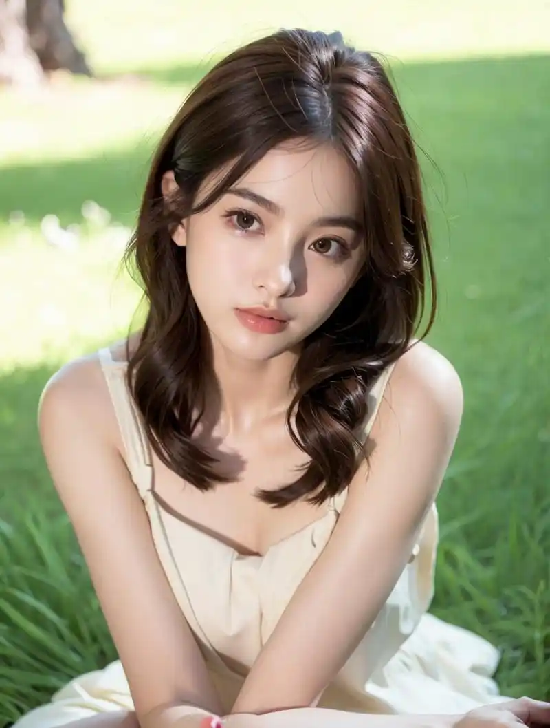 小清新美少女,草坪上清纯写真#青春美少女写真# #性感美女# #清纯甜美