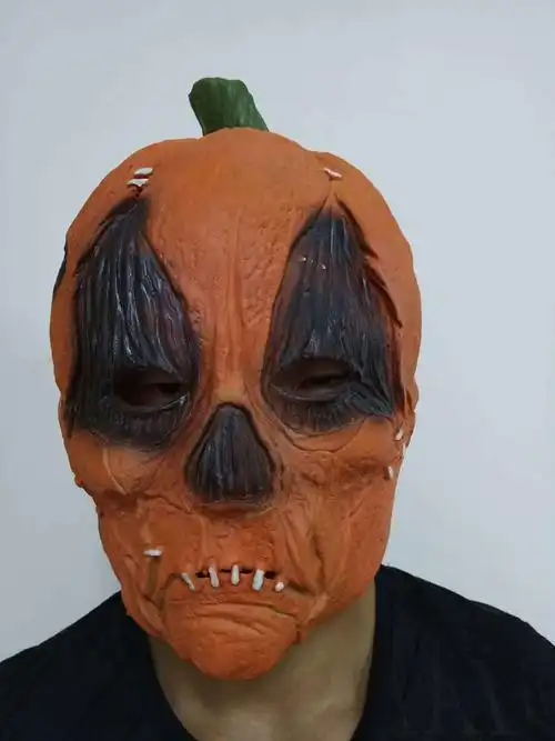工厂直销万圣节乳胶南瓜头面具 恐怖幽灵南瓜恶搞道具