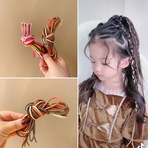 甜酷风儿童脏脏辫编发彩绳头绳女童发绳麂皮辫子发饰扎头发头饰