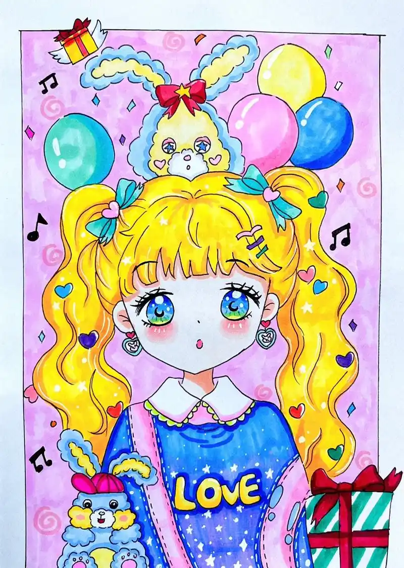 动漫女孩绘画过程图.#动漫手绘 #二次元 #q版人物 #动漫 - 抖音