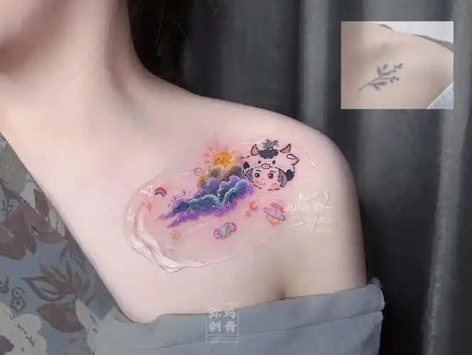女儿的色彩世界锁骨纹身遮盖june钧一