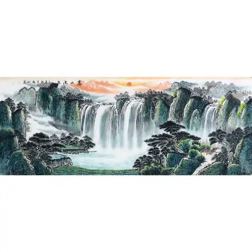 刘振刚《高山流水》六尺山水