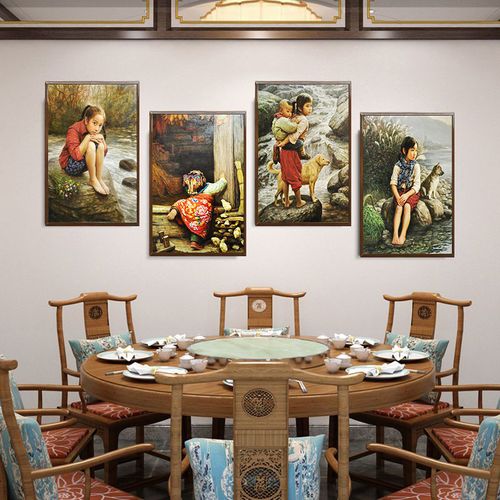 儿时放牛娃回忆童年复古怀旧饭店农家乐餐厅乡村田园kt板装饰挂画