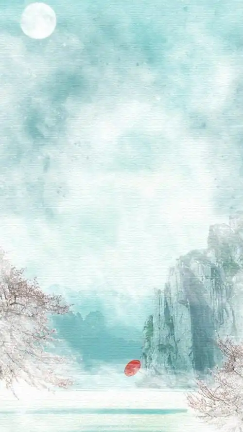 蓝色清新唯美中国风水墨h5背景