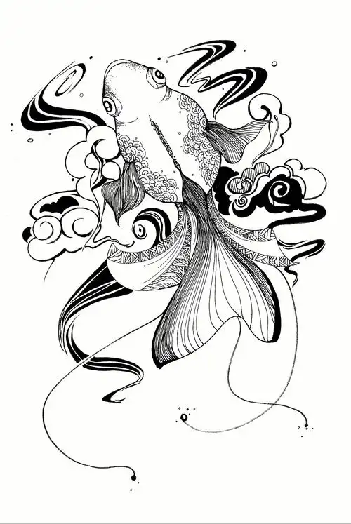 手绘黑白装饰画