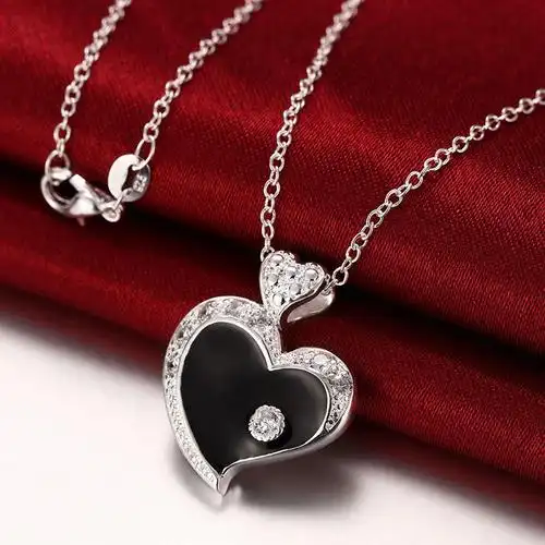 豪华爱情心形吊坠项链水晶首饰为女性女孩