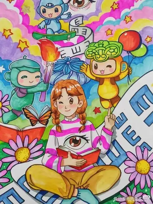 绘画可以以呼吁人们关注眼睛健康,正确使用眼睛为中心,表达对视力保护