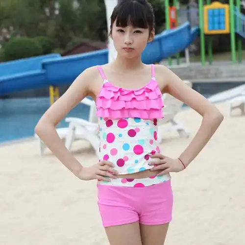 12岁13分体平角泳衣14少女15大童高初中学生2016女孩17可爱泳装18