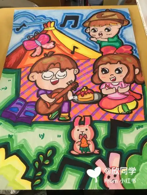 社区熟人节  #主题画  #简笔画  #一起去野餐  #户外野餐  #简笔画