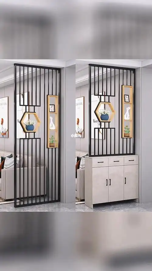 新中式轻奢玄关进门鞋柜一体入户客厅门装饰