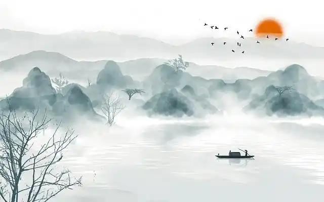 水墨风山水画春天谷雨古风背景jpg素材谷雨背景