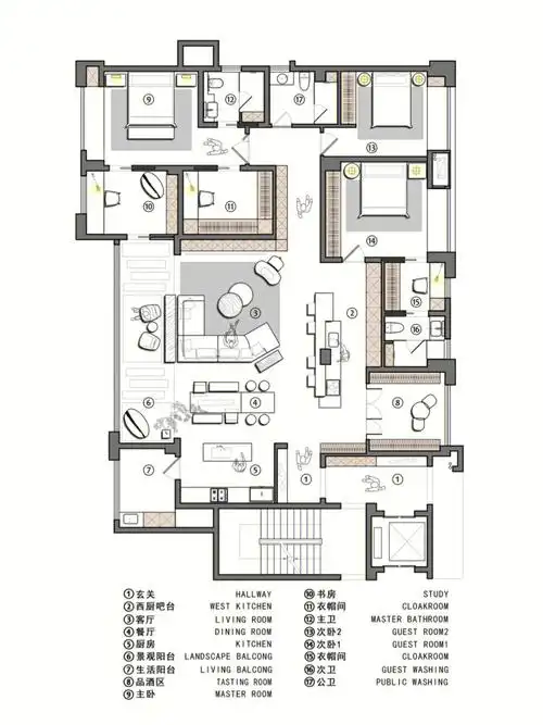 220㎡大平层户型规划户型改造