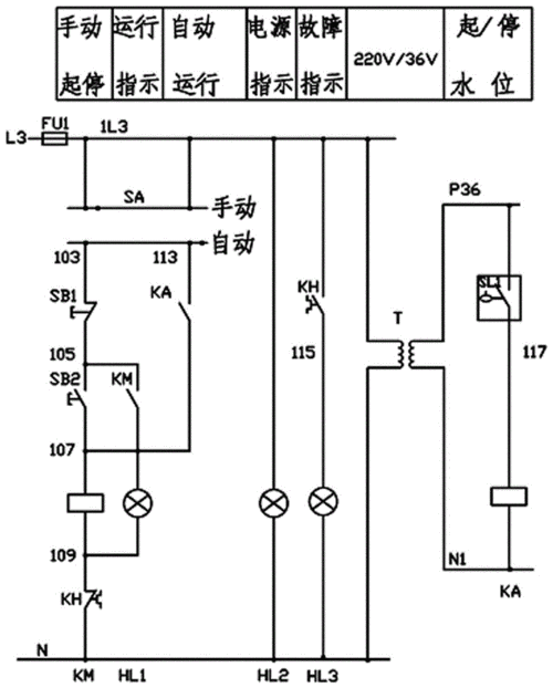 一种排污泵带隔油提升装置的控制电路制造方法及图纸