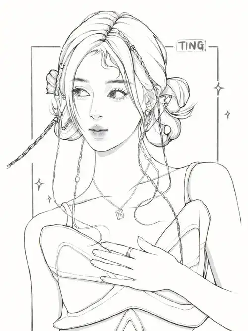 鞠婧祎千禧辣妹手绘线稿