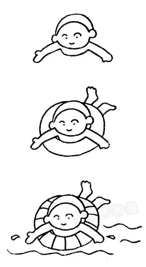 儿童蛙泳简笔画女孩