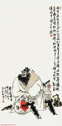 宋世凯作品:钟馗醉酒 纸本设色