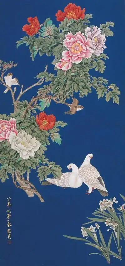 年入故宫古物陈列所国画研究馆临摹研究历代名画,400_852竖版 竖屏