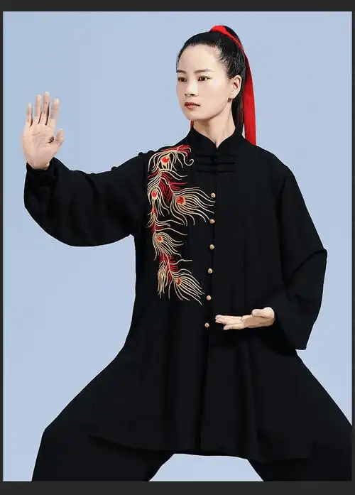 同款云太极设计刺绣太极服春季新款宽松飘逸太极拳服装演出比赛黑色xs