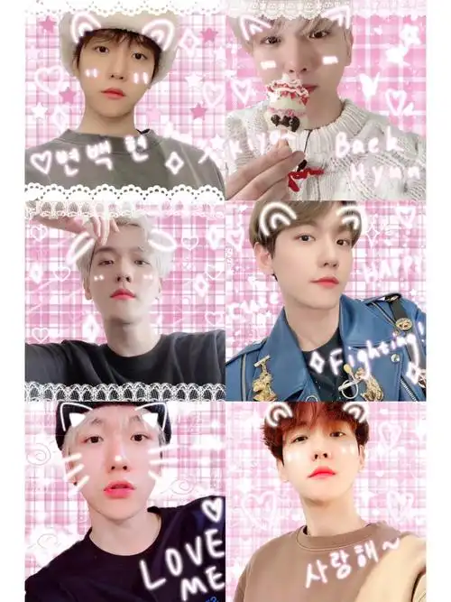 大头贴当然要pick粉色啦下次打算再尝试一下别的风格咯#exo  #边伯贤