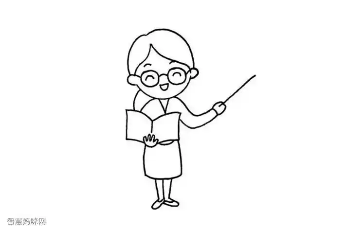 老师抱着书的简笔画